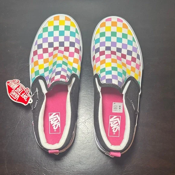 Vans Multicolored Girls Asher Checkerboard Slip On Sneaker Sneakers - Picture 6 of 7